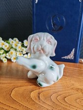 Adorable Vintage Ceramic Puppy Figurine - Spotted White Puppy - Dog