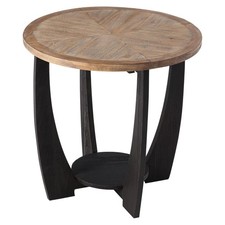 COZAYH Rustic Farmhouse Round End Table, Storage Shelf for Living Room(Open Box)