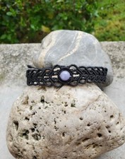Bracelet micro-macramé perle pierre angélite