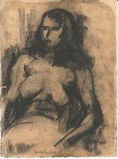 ORIGINAL CHARCOAL DRAWING - MARCEL DELMOTTE - NUDE WOMEN CIRCA 1928