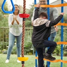 VEVOR Parcours d’Obstacles Ninja pour Enfants Slackline 2x18,29 m 14 Obstacles