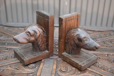 pair german Foret noire 1950s Wood carved dog bookends