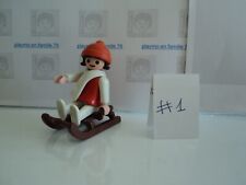 PLAYMOBIL vintage city sports hiver enfant fille en luge du set 3467 de 1984 #1