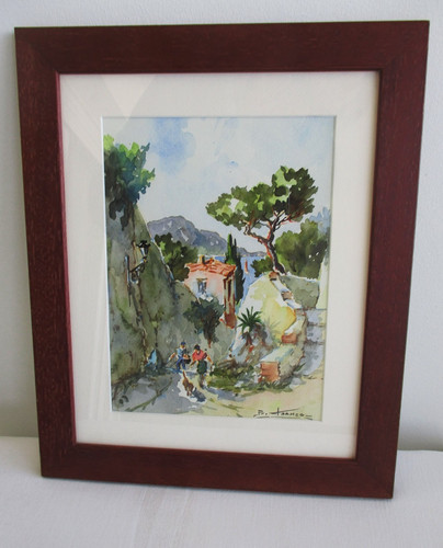 Aquarelle encadrée sous verre
