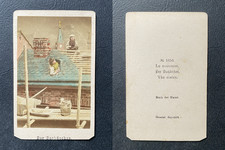 Métiers, Le couvreur, The slater, circa 1870, watercolor CDV vintage albumen - A