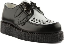 UNDERGROUND Wulfrun Unisexe Cuir Creeper Chaussures Blanc Noir Taille UK 3 - 12