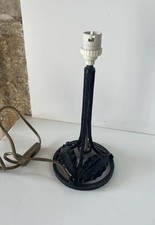 ANCIEN PIED DE LAMPE EN FER FORGE NOIR DECOR FEUILLES  ø 12,5cm H 21cm