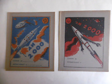 2 old René BRESSON Rocket notebook covers AN 2000 science fiction Ecole Lune