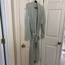 Kenar 100% Cashmere Robe Women’s Full Length Size L Mint Green Pockets Tie Wrap