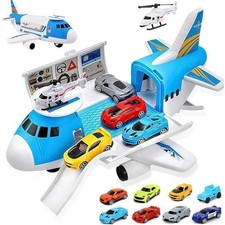 Avion Jouet Enfant +3ans, Transporteur de Voiture + Mini Véhicules, Cadeau Noël