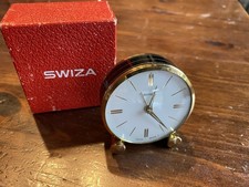 Vintage Swiza Swiss Made Alarm Clock Brass Beautiful With Box