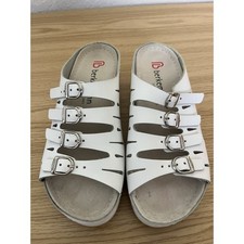 BERKEMANN Hassel Mules 0737-100 Silver White Perlato Leather sz US 6 Excellent