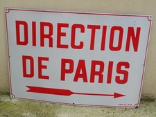 LARGE old enamel plaque DIRECTION PARIS old station old station enamel