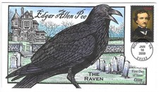 Collins  HP  FDC  2009  42c  Edgar Allen Poe - The Raven