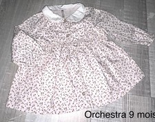 Orchestra 9 Mois Bébé Fille : Robe Mi Saison Fleurie Manches Longues