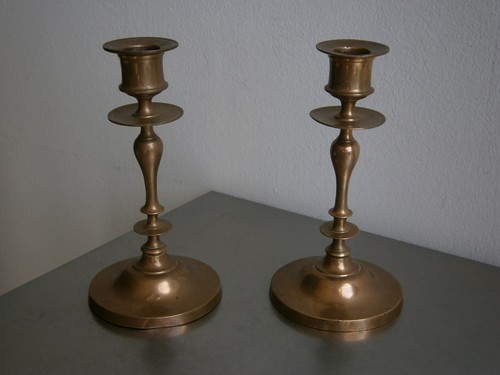 Paire petits bougeoirs bronze - petits,