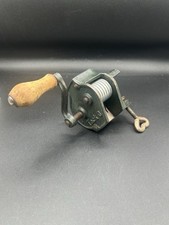 Antique Bean Cutter TECK 0 Cast Iron with Table Mount & Wooden Handle