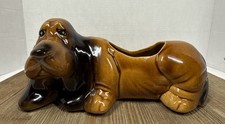 Vintage MCM Ceramic Brown Basset Hound Planter 9.5”Lx4”X3.5”