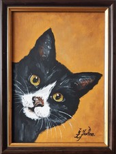 Tableau original huile chat