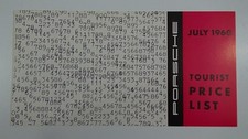 1960 Porsche Tourist Price List Coupe Cabriolet Hardtop Roadster #737-4