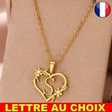✅ Collier Acier Inoxydable Lettre Prénom Coeur Femme pendentif initial Bijoux