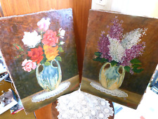 PAIR OF HST PAINTINGS "FLOWERS IN A VASE" 1950s