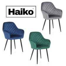 Velours Matelassé Dîner Chaise Tapissé Rembourré Marine Noir Legs Bleu Gris Vert