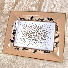 Cartier Porcelain Trinket Tray Change Tray Panthere Beige Gold 20 x 16 cm
