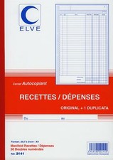 [Ref:2141] ELVE Manifold autocopiant recette/dépense Format 21x29,7cm 50 feuill