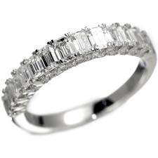Bague neuve Pt950 taille émeraude/diamant rond D1,35 ct [Escole] Half Eternit...