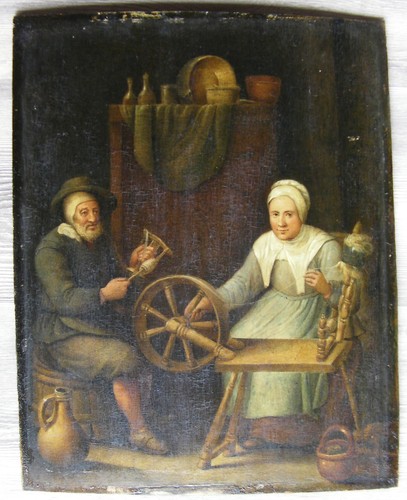Huile sur panneau école