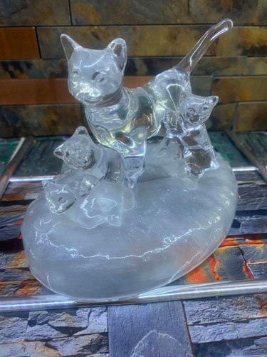 Statuette chats verre - chats, en