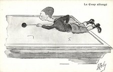 PC BILLIARD LE COUP ELONGÉ ARTIST SIGNED (a51061)