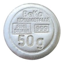 BeKo Precious Metals 50 Gram Round Bar - (BeKo Button) 999 Fine Silver (Poured)
