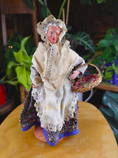 Antique Santon "Yolande France", cheese maker with basket and cheese, 25 cm