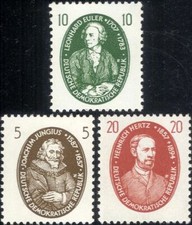 Germany 1957 Euler/Mathematics/Hertz/Radio/Science/Scientists 3v set (n46329)