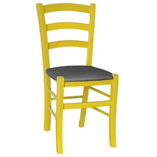 Chaise En Bois Venezia Jaune Avec Assise En Similicuir Gris Anthracite