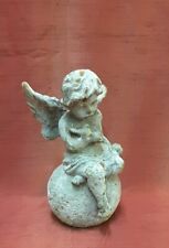  ANGEL AND BIRDS SITTING ON BALL CAST IRON PATINA ZINC DECORATION HOME AND GARDEN 17 CM
