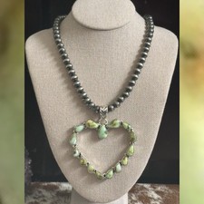Palomino Turquoise Heart Statement Southwestern Sterling Silver Pendant 