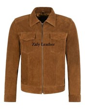 Homme Classique Daim Veste Peau Mouton Véritable Slim Fit Décontracté Vêtement