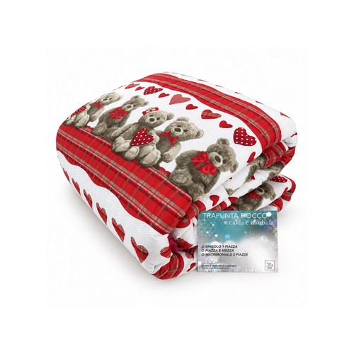 Quilt red heart bears couette - heart,