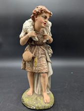 Ancien grand santon berger au mouton crèche Jésus Noël Hauteur 22 cm