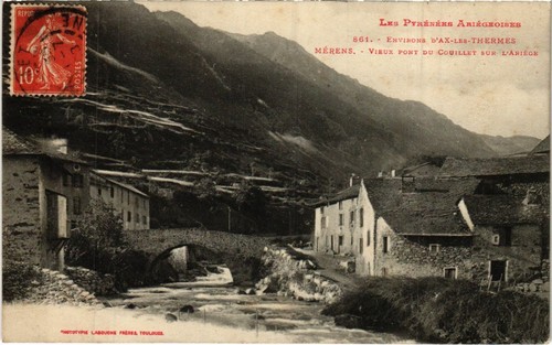 Cpa merens vieux pont du - cpa,