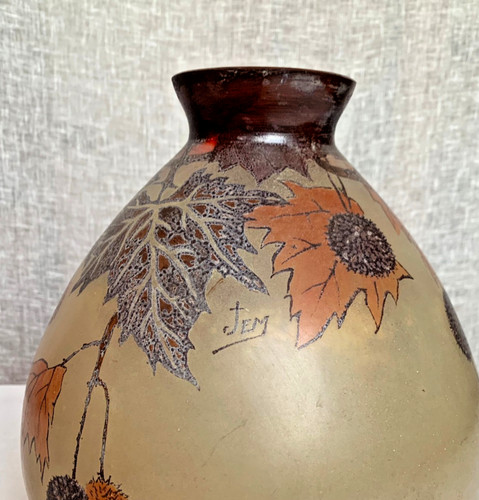 Vase boule signé jem - vase,