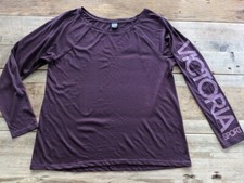 Victoria’s Secret Sport Port Wine Logo SMALL Raglan Crew Long Sleeve Top VS