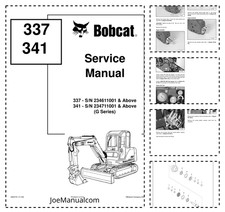 Bobcat 337 341 Excavators Service Manual SN 234611001 234711001 G Series PDF