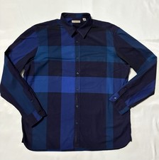 BURBERRY Shirt Check XL Navy Long Sleeves 