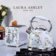 Laura Ashley Frühstücks-Set – Retro-Flötenkessel 2,5 l & 2-Schlitz-Toaster – Elv