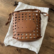 DELVAUX Pin Mini Bucket Airess Shoulder Hand Bag Pouch Tan Brown Japan Authentic