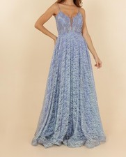 Robe de soirée bleu pailleté cérémonie Cocktail Mariage Taille L 40 NEUF 
